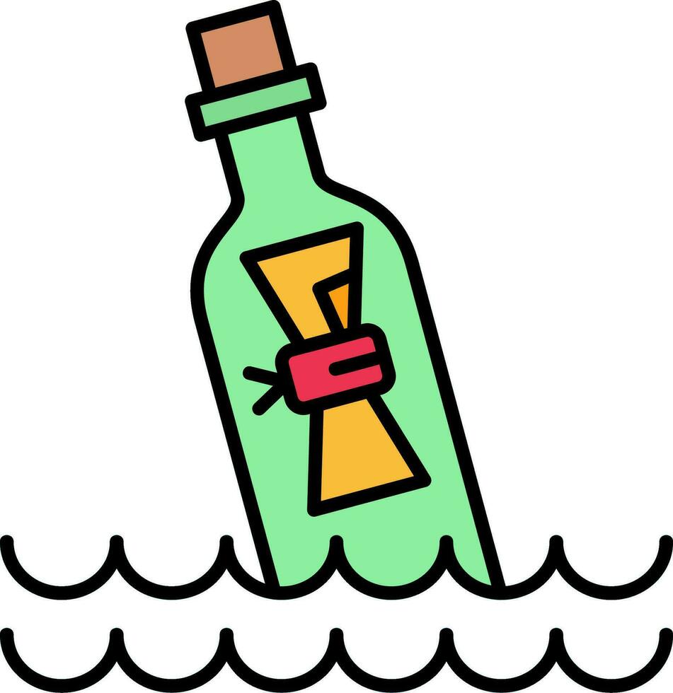 Message In Bottle Line Filled Icon vector