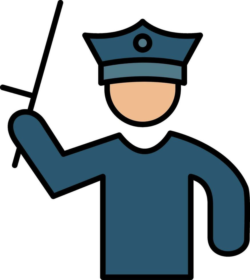 policía participación palo línea lleno icono vector
