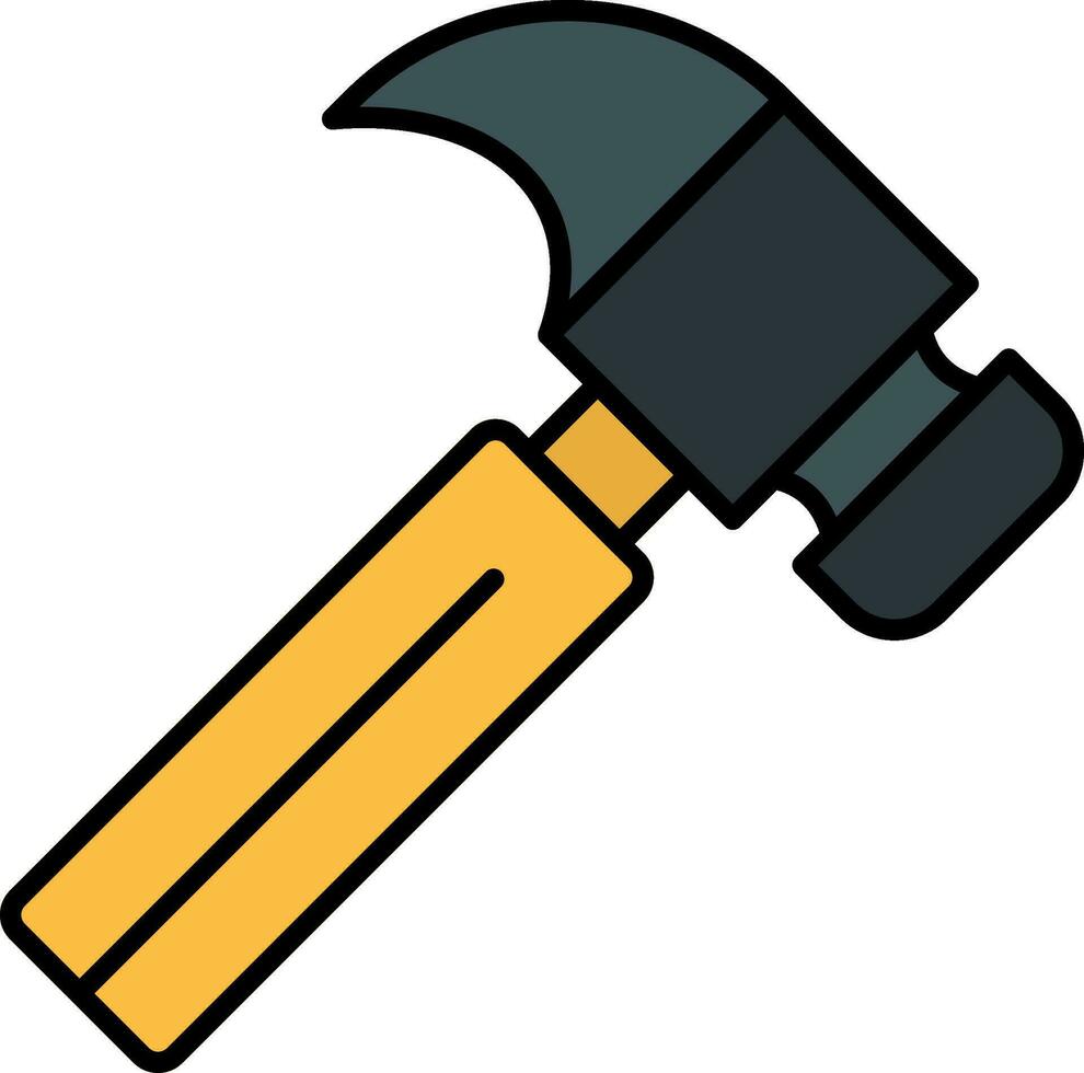 Hammer Line Filled Icon vector