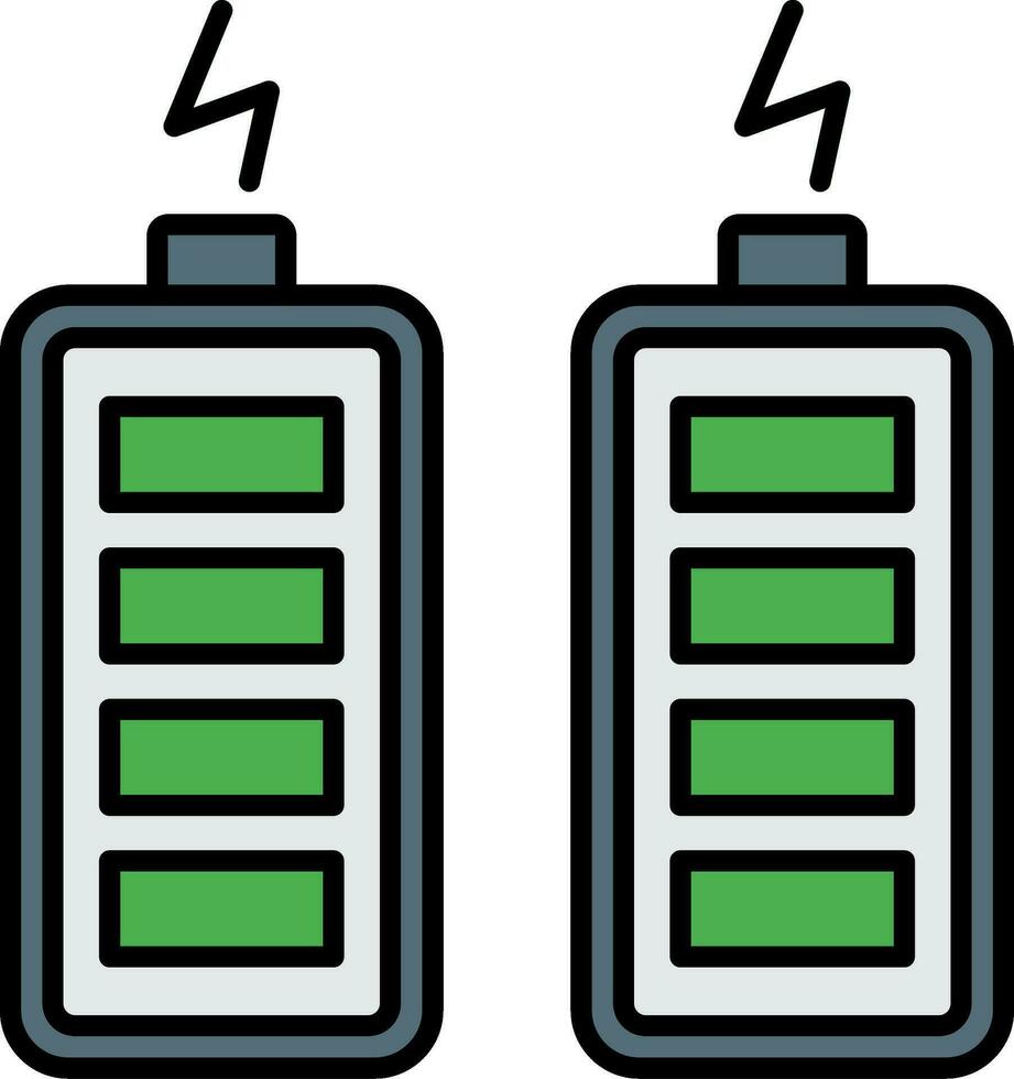 baterías línea lleno icono vector