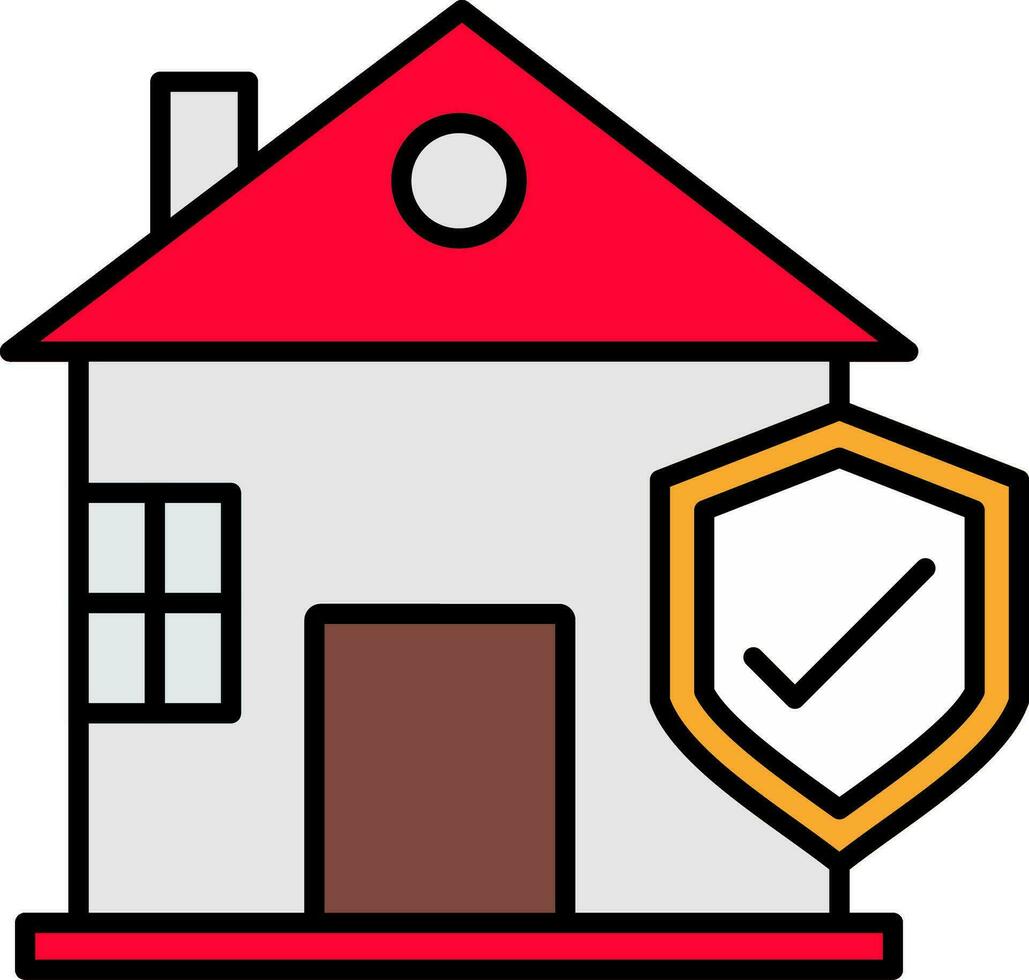 Home Insurance Line Filled Icon vector