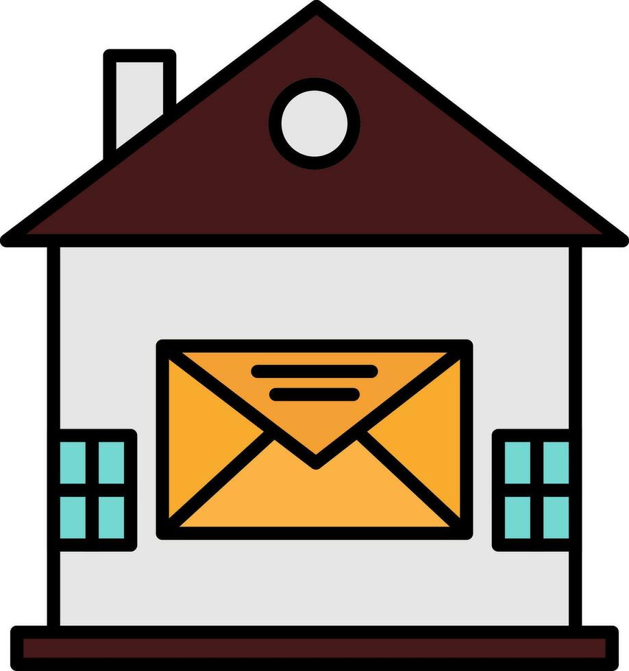 casa correo línea lleno icono vector