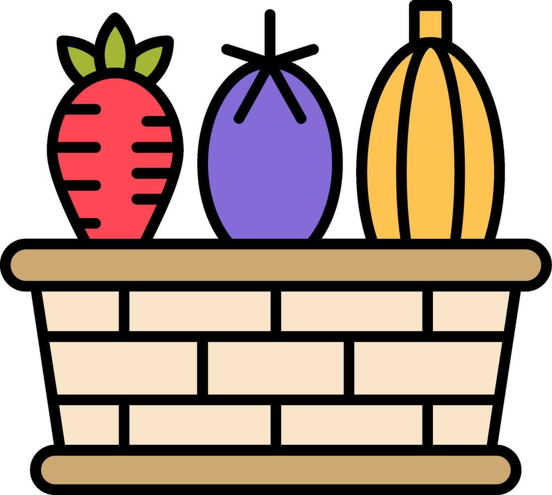 Vegetable Basket Line Filled Icon vector