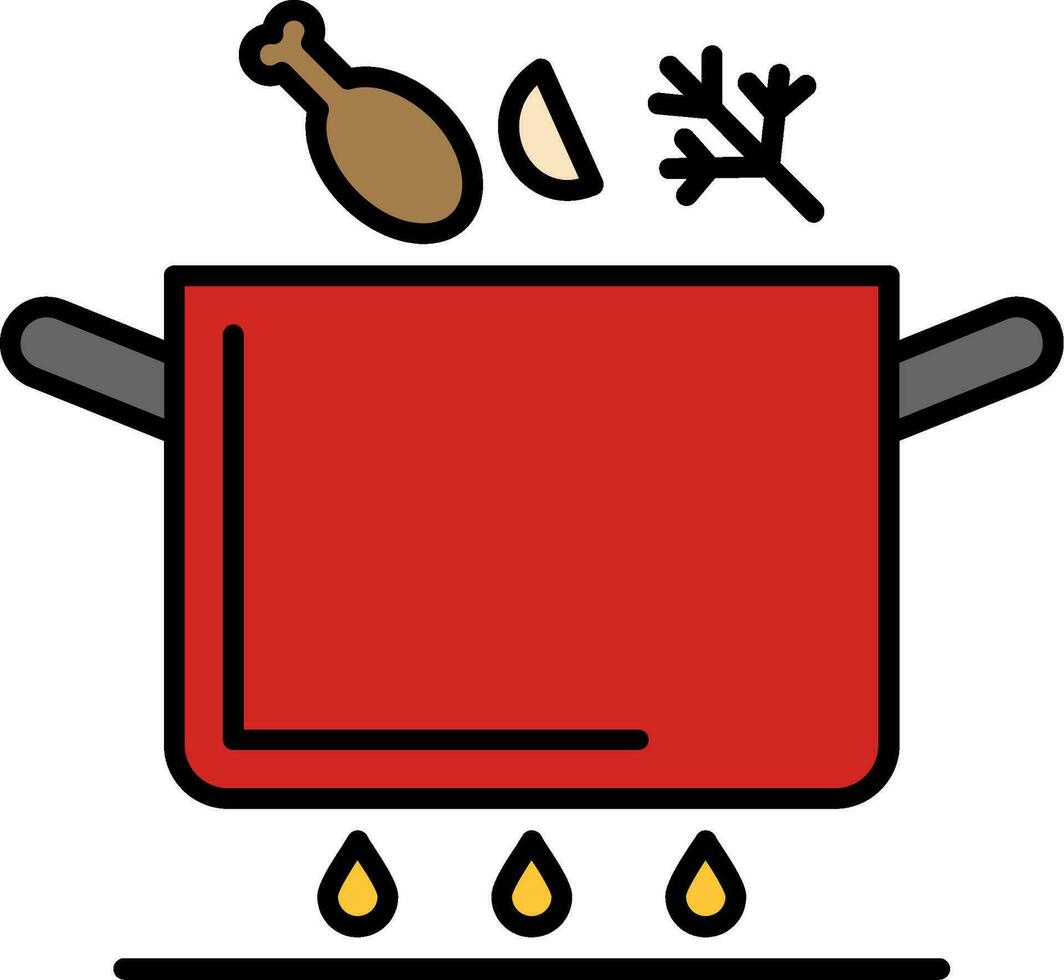 Soup Pot Line Filled Icon vector