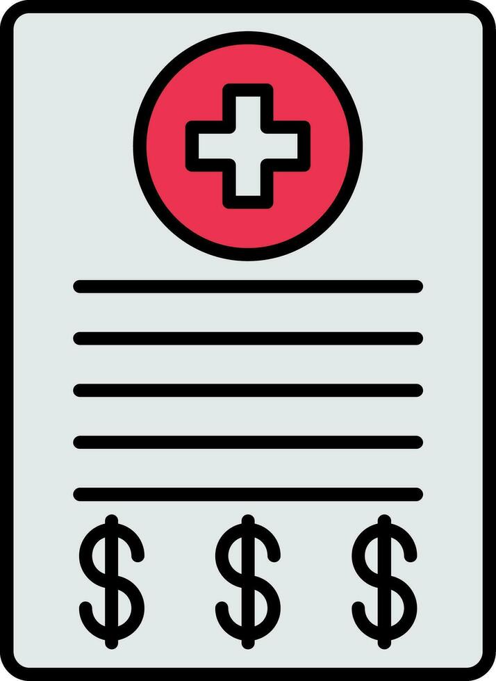 Medical Bill Line Filled Icon vector