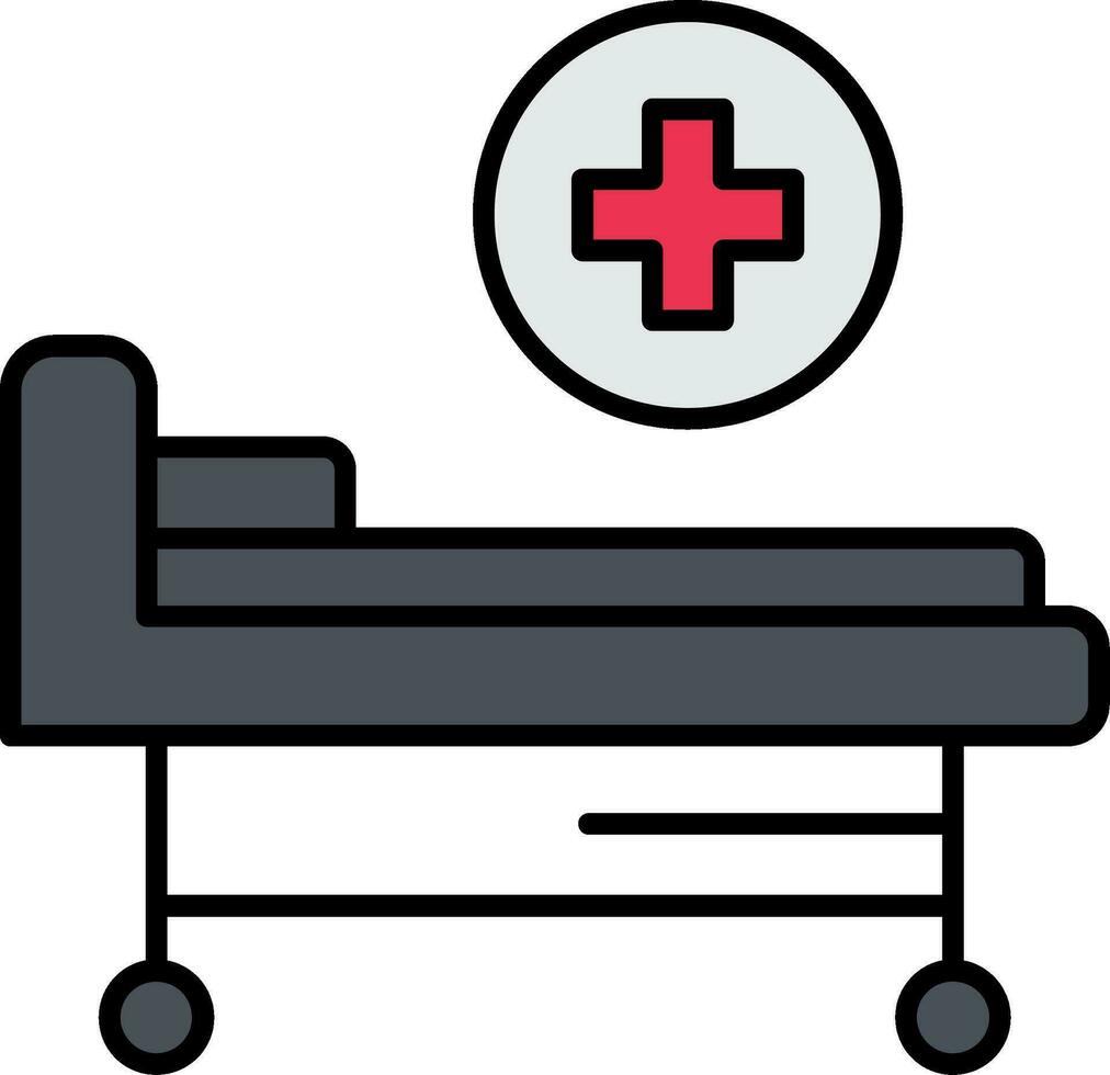 hospital cama línea lleno icono vector