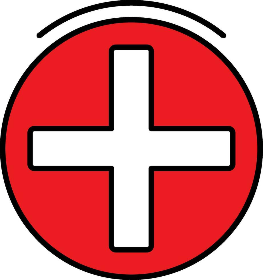 Plus Sign Line Filled Icon vector