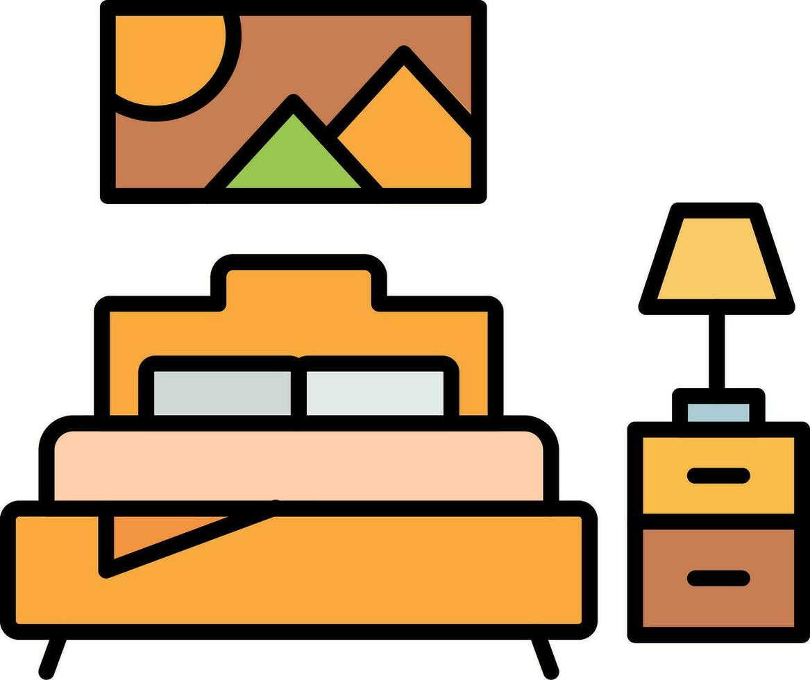 Bedroom Line Filled Icon vector