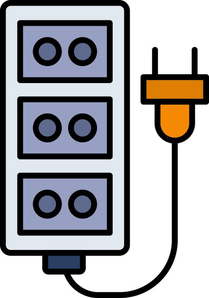 Extension Cord Line Filled Icon vector