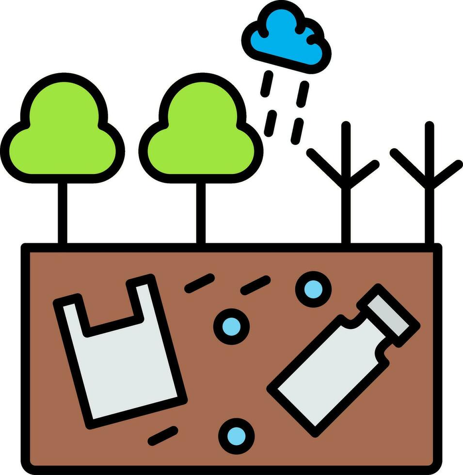 tierra contaminación línea lleno icono vector