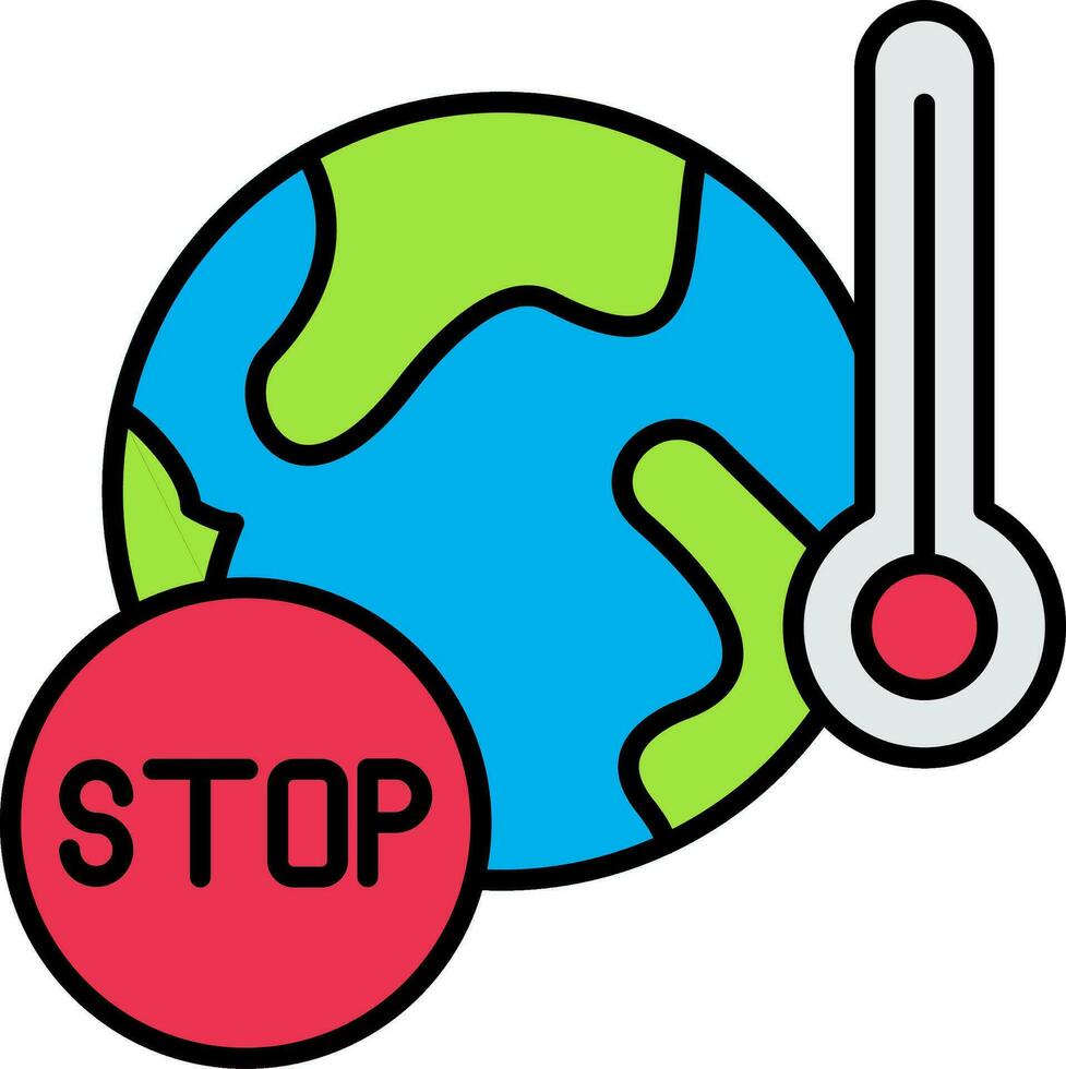 detener global calentamiento línea lleno icono vector