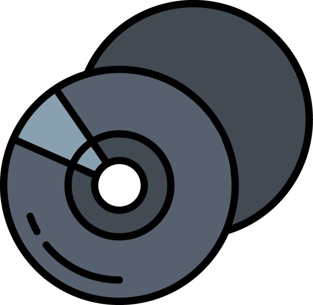 compacto disco línea lleno icono vector