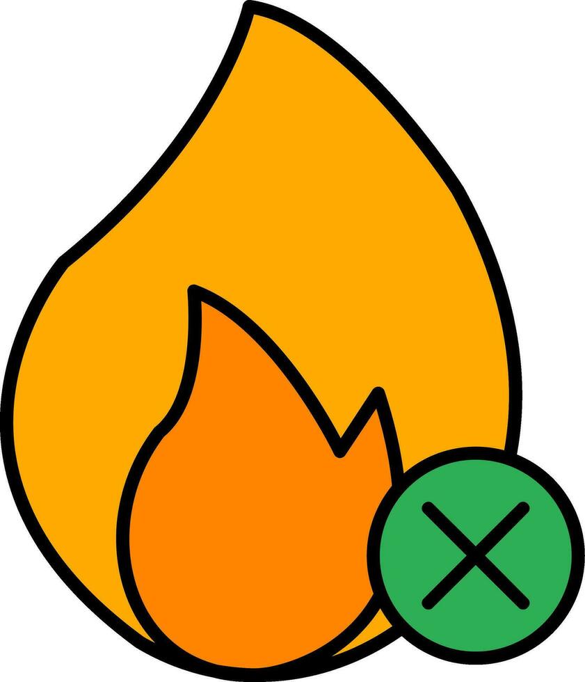 No fuego línea lleno icono vector