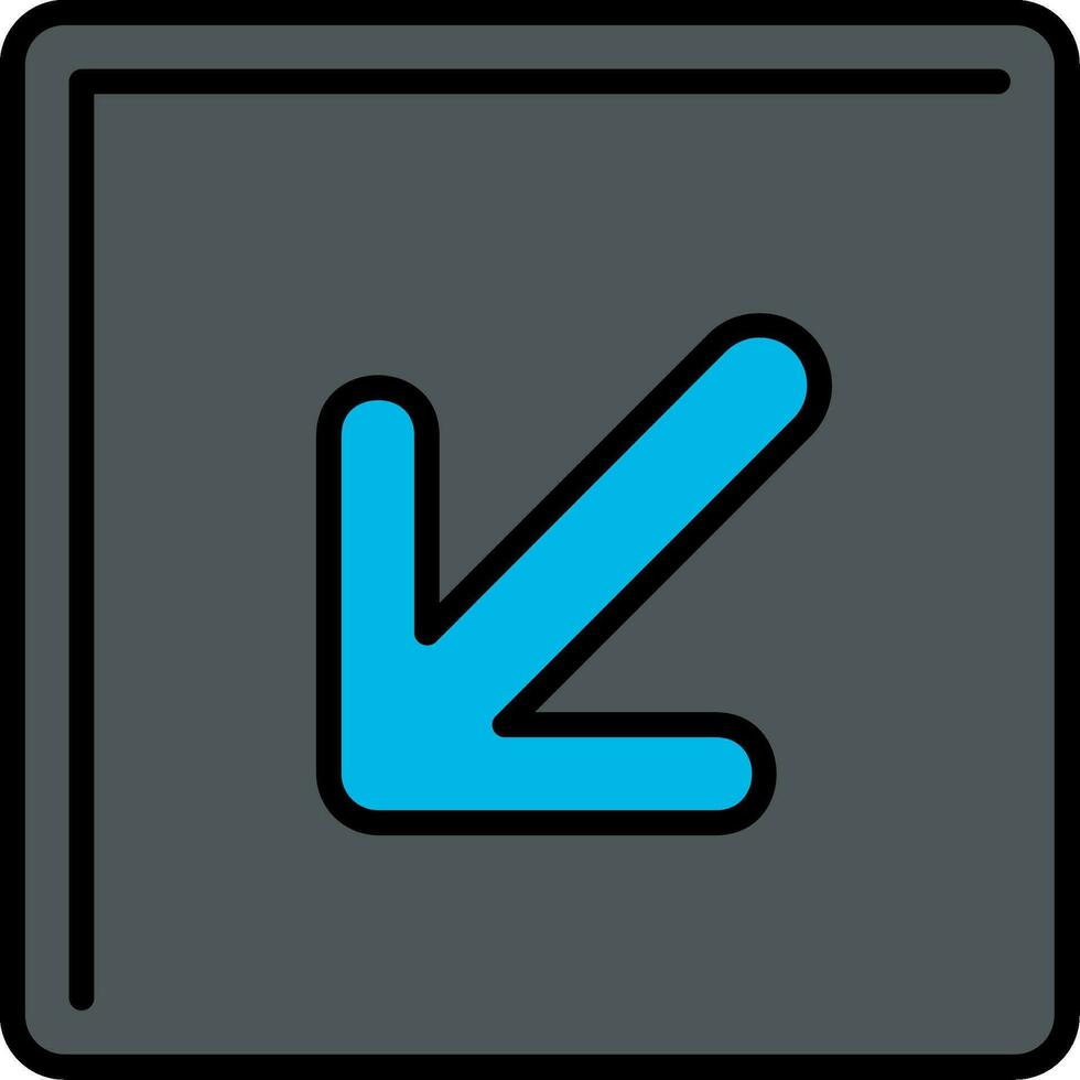 Down Left Line Filled Icon vector
