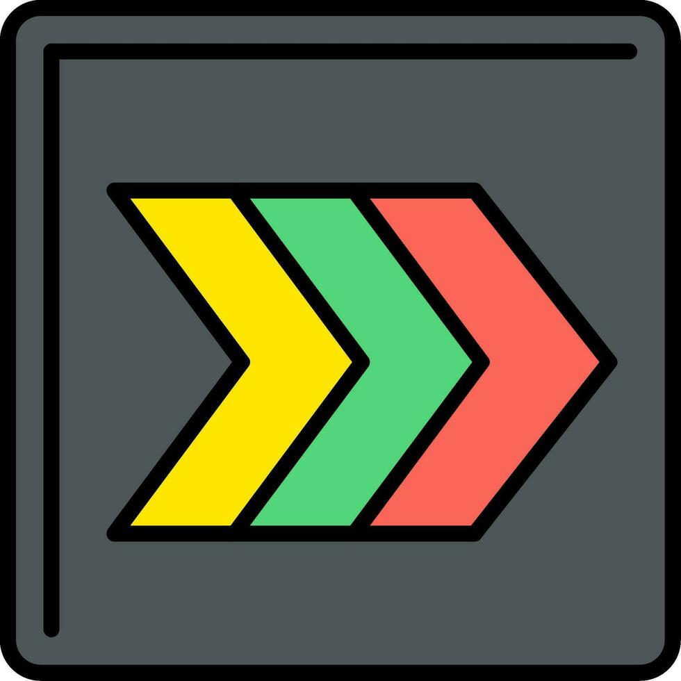 Right Chevron Line Filled Icon vector
