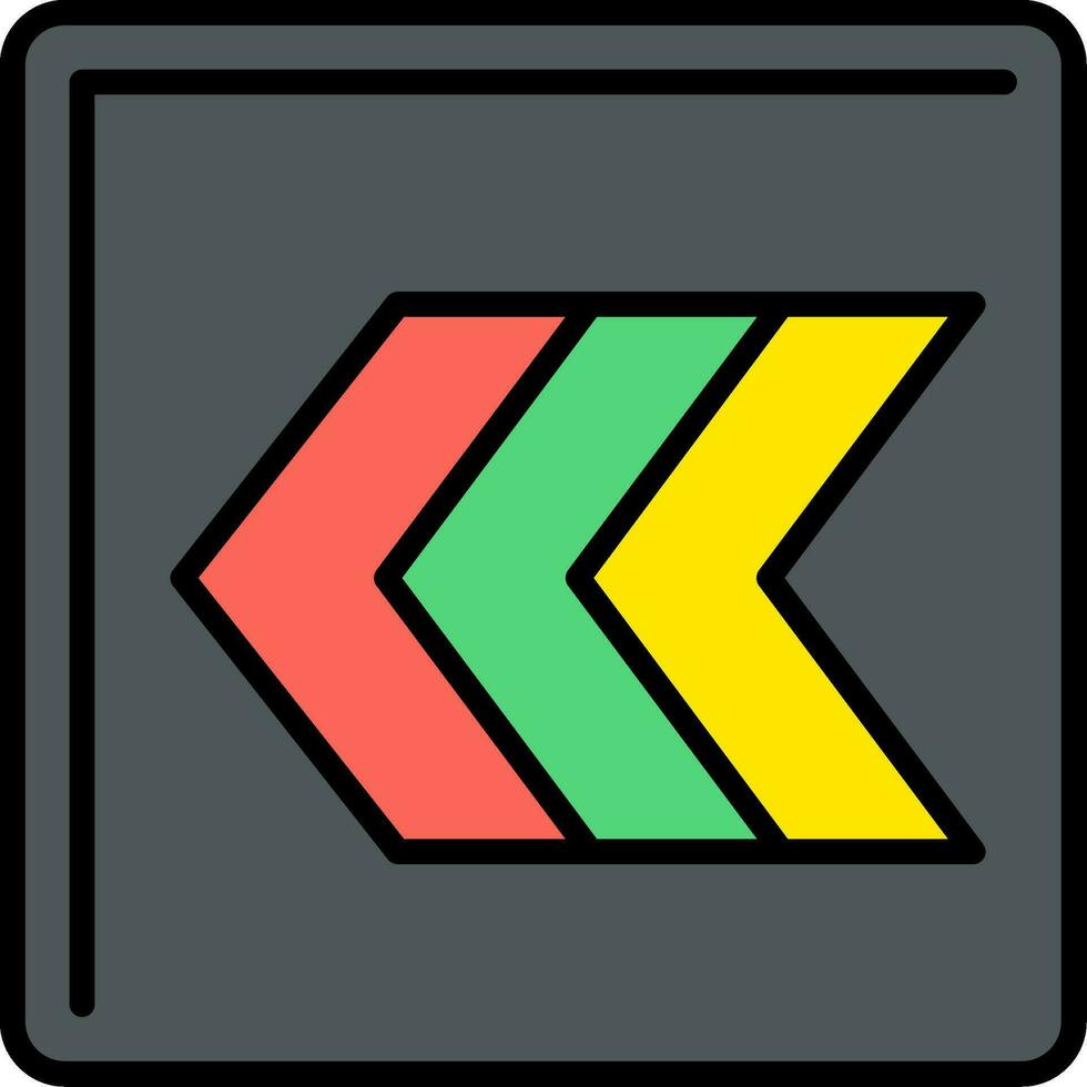 Left Chevron Line Filled Icon vector