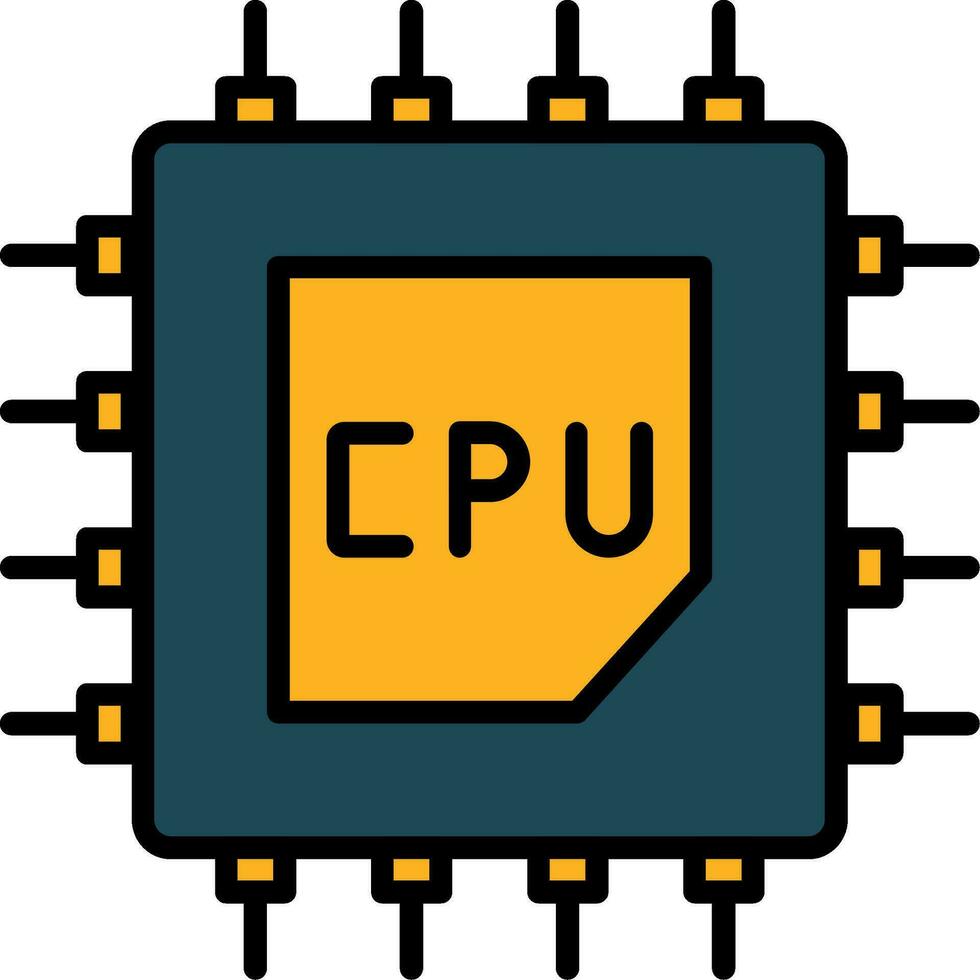 Processor Line Filled Icon vector