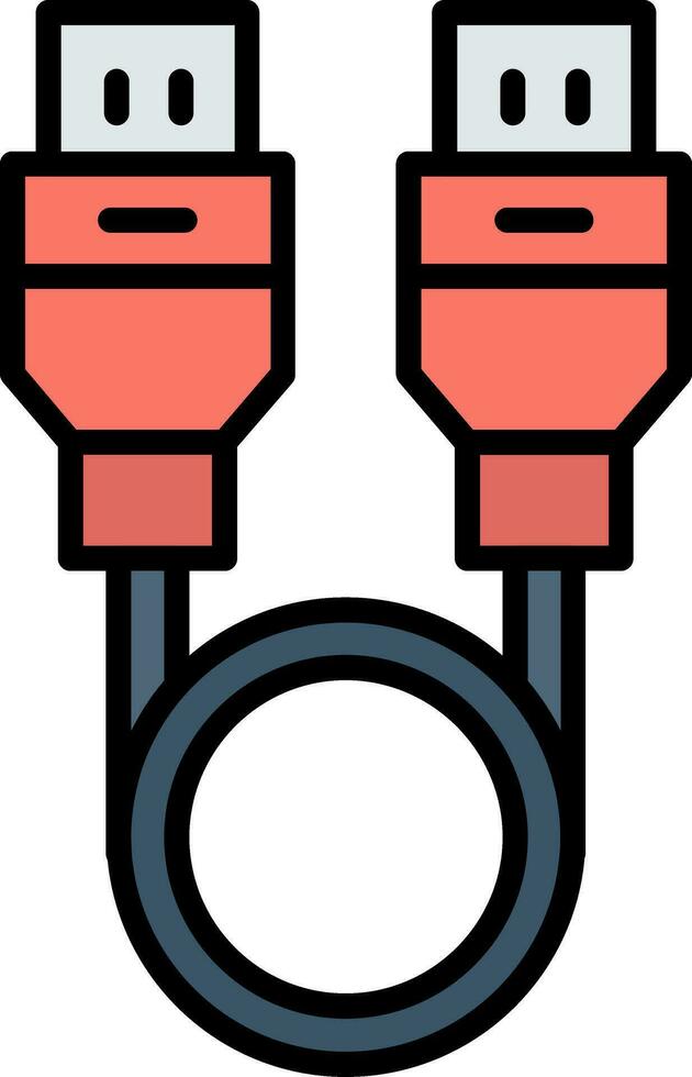 Usb Cable Line Filled Icon vector