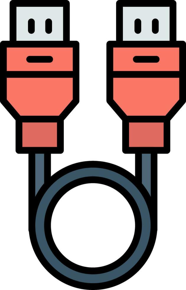 USB cable línea lleno icono vector