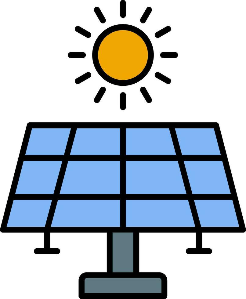 Solar Energy Line Filled Icon vector