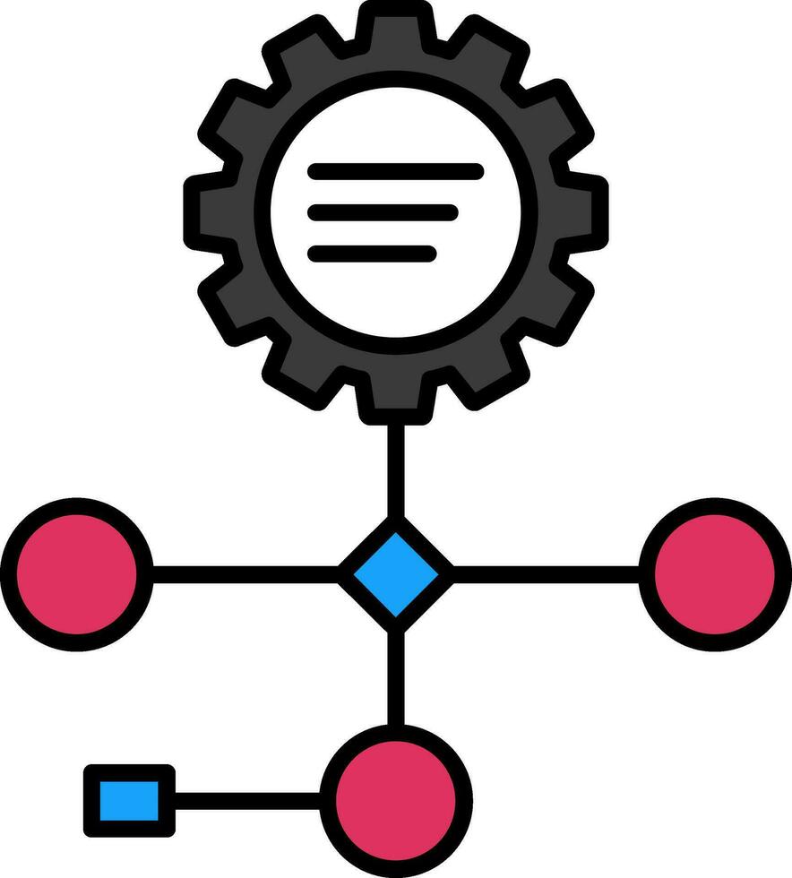 icono lleno de línea de flujo de trabajo vector