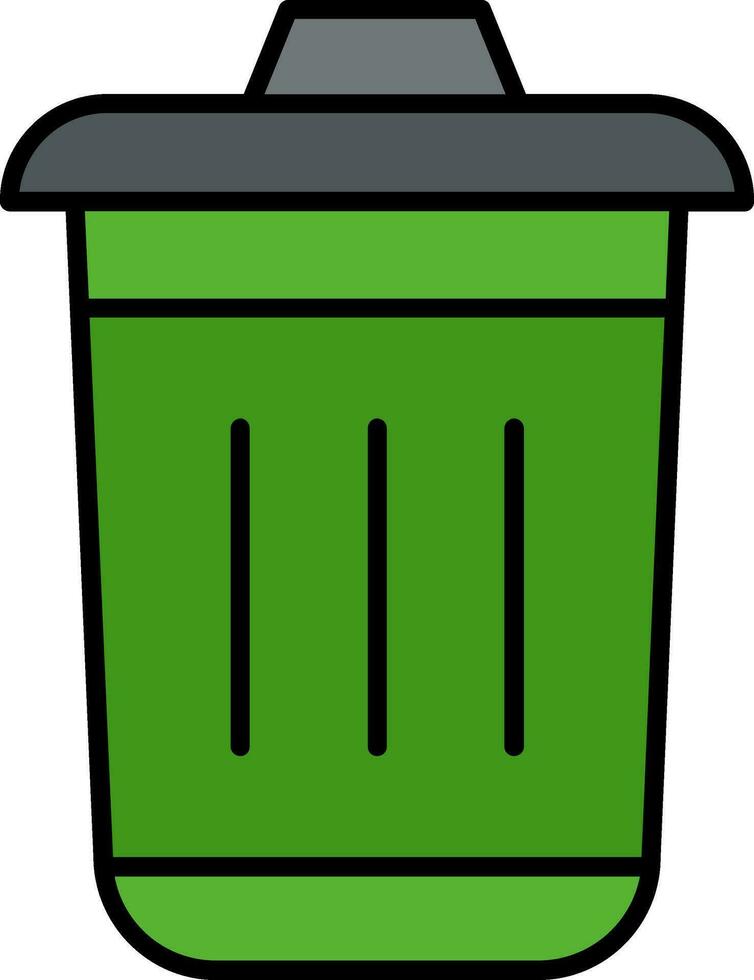 Dustbin Line Filled Icon vector