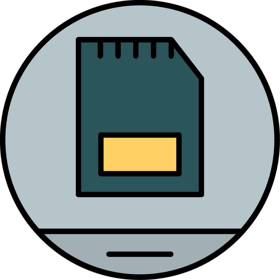 Memory Card Line Filled Icon vector