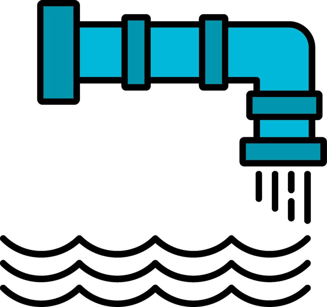 Water Pollution Line Filled Icon vector