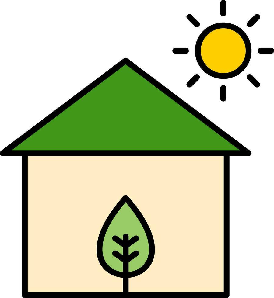 eco casa línea lleno icono vector