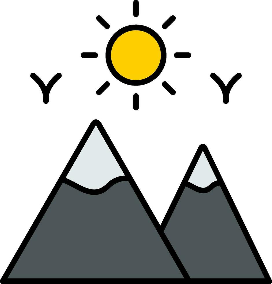 Mountains Line Filled Icon vector