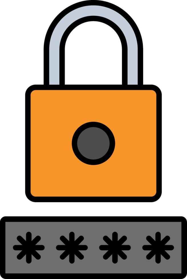 Security Pin Line Filled Icon vector