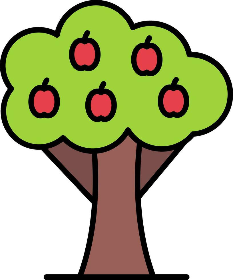 Fruta árbol línea lleno icono vector