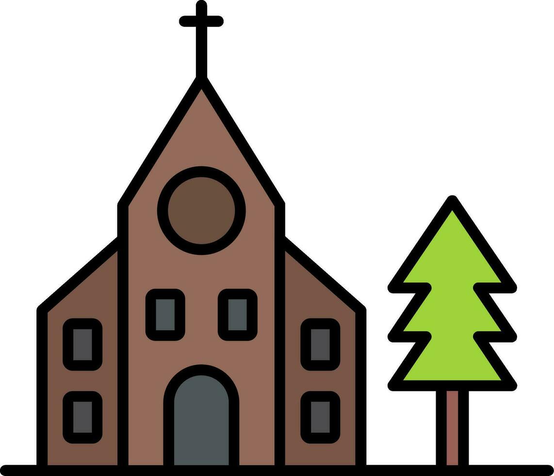 Church Line Filled Icon vector