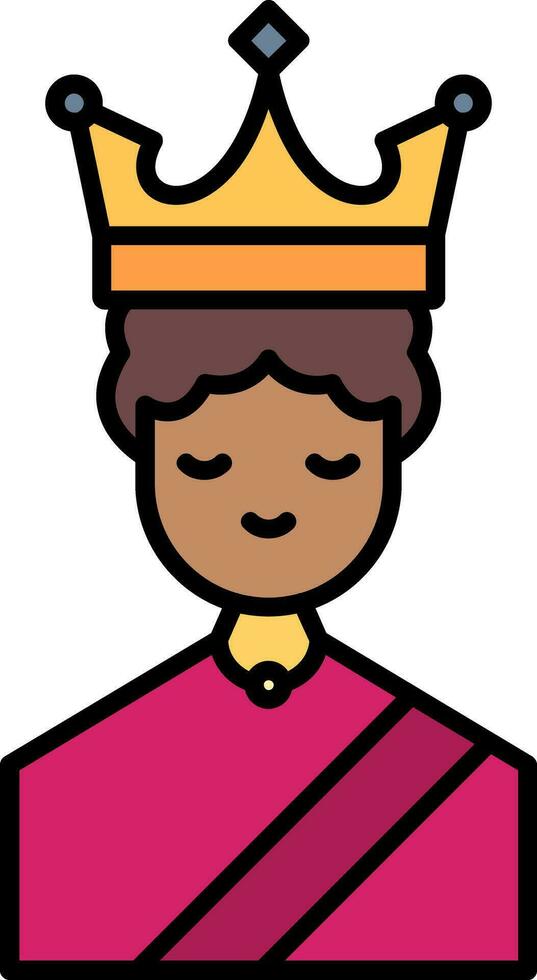 Queen Line Filled Icon vector