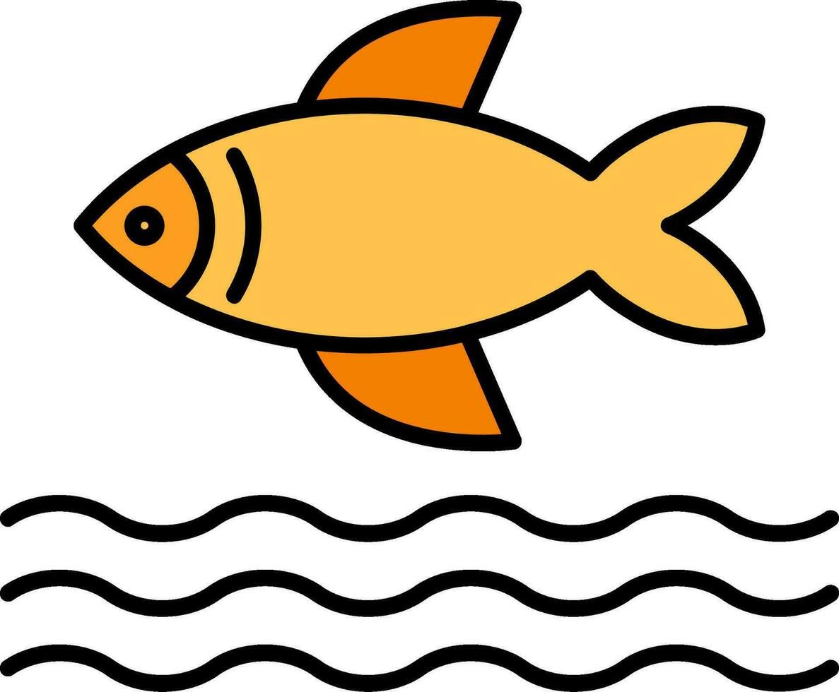 pescado línea lleno icono vector