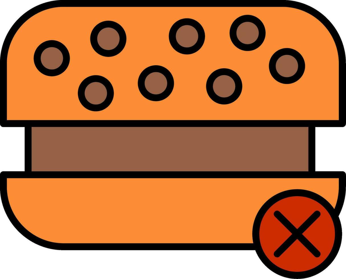 No Fast Food Line Filled Icon vector