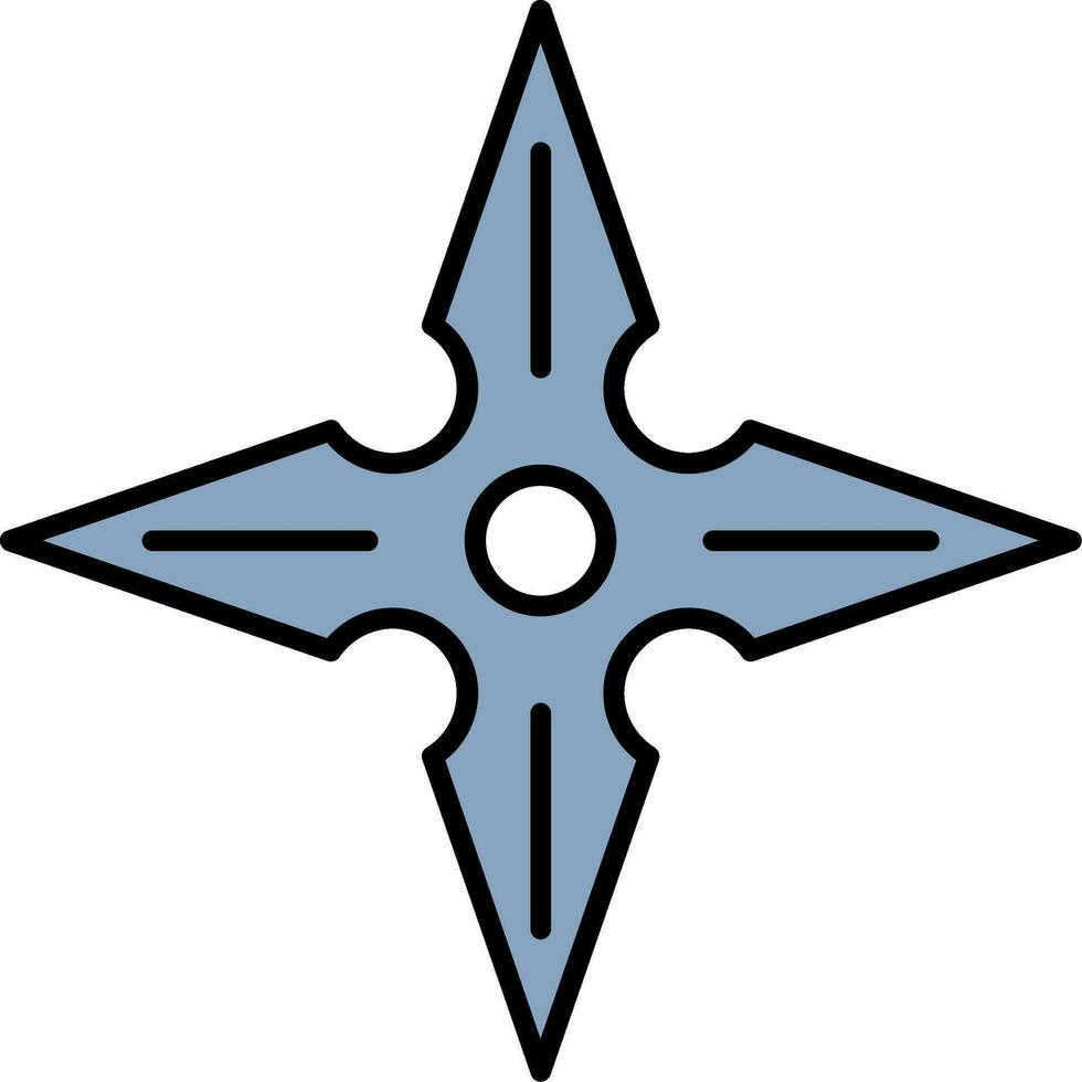 shuriken línea lleno icono vector