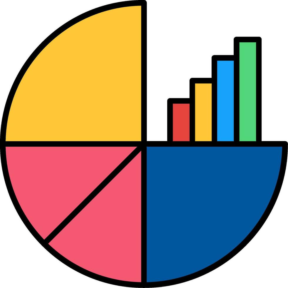 Pie Chart Line Filled Icon vector