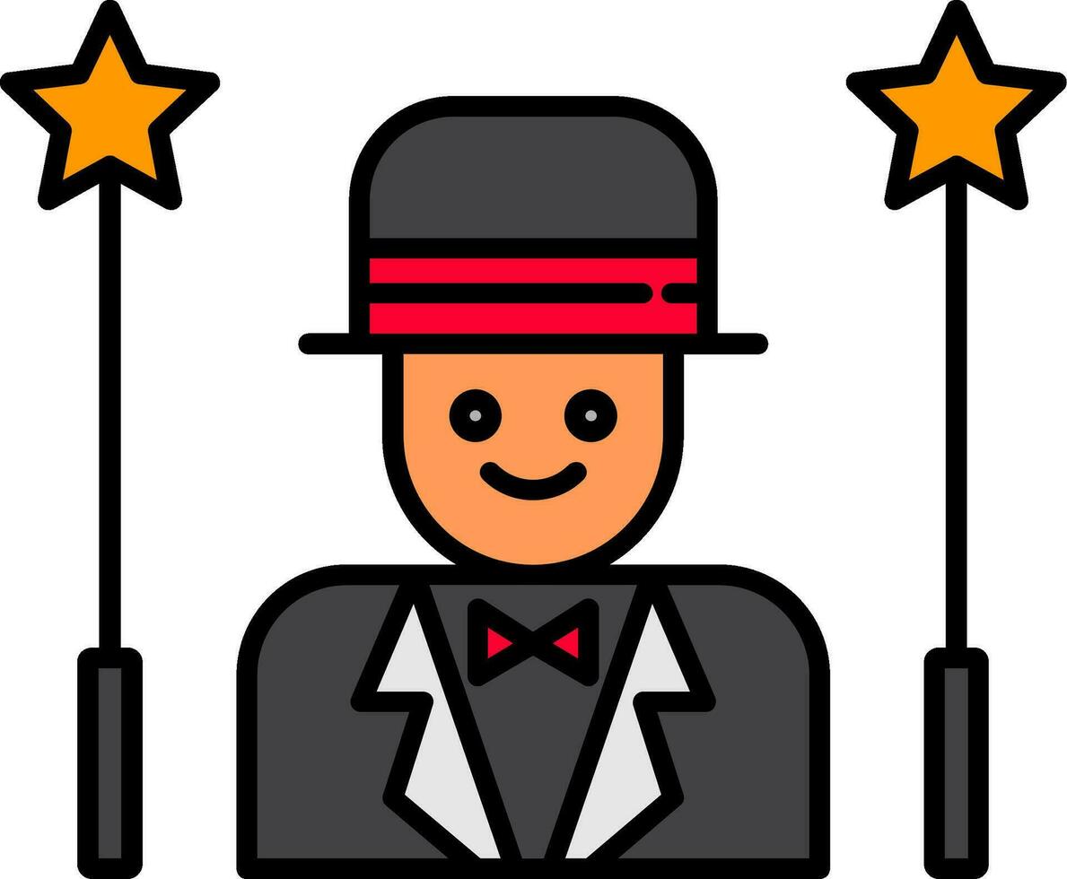 Magician Line Filled Icon vector