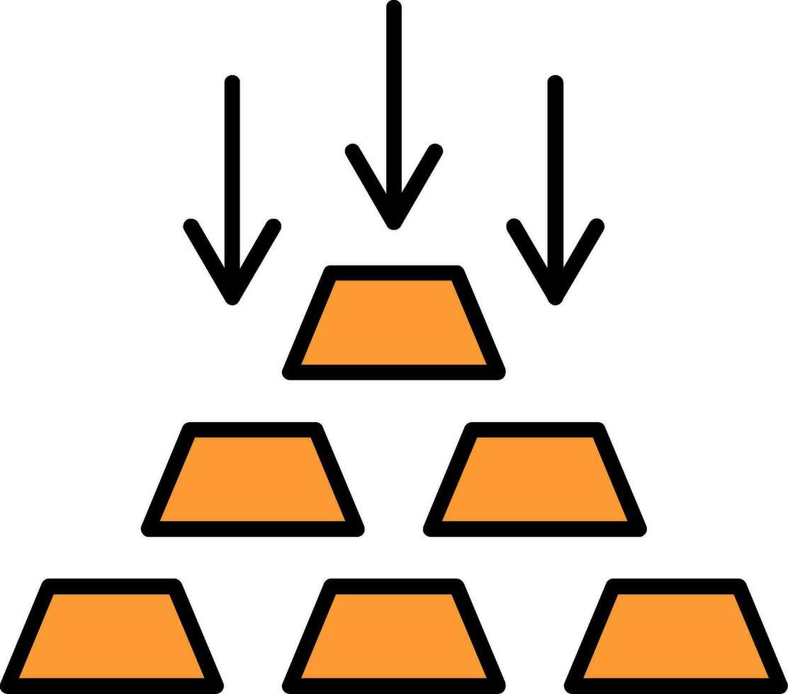 Gold Ingot Line Filled Icon vector