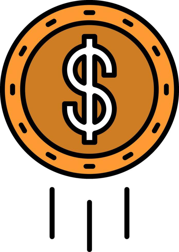 Dollar Coin Line Filled Icon vector