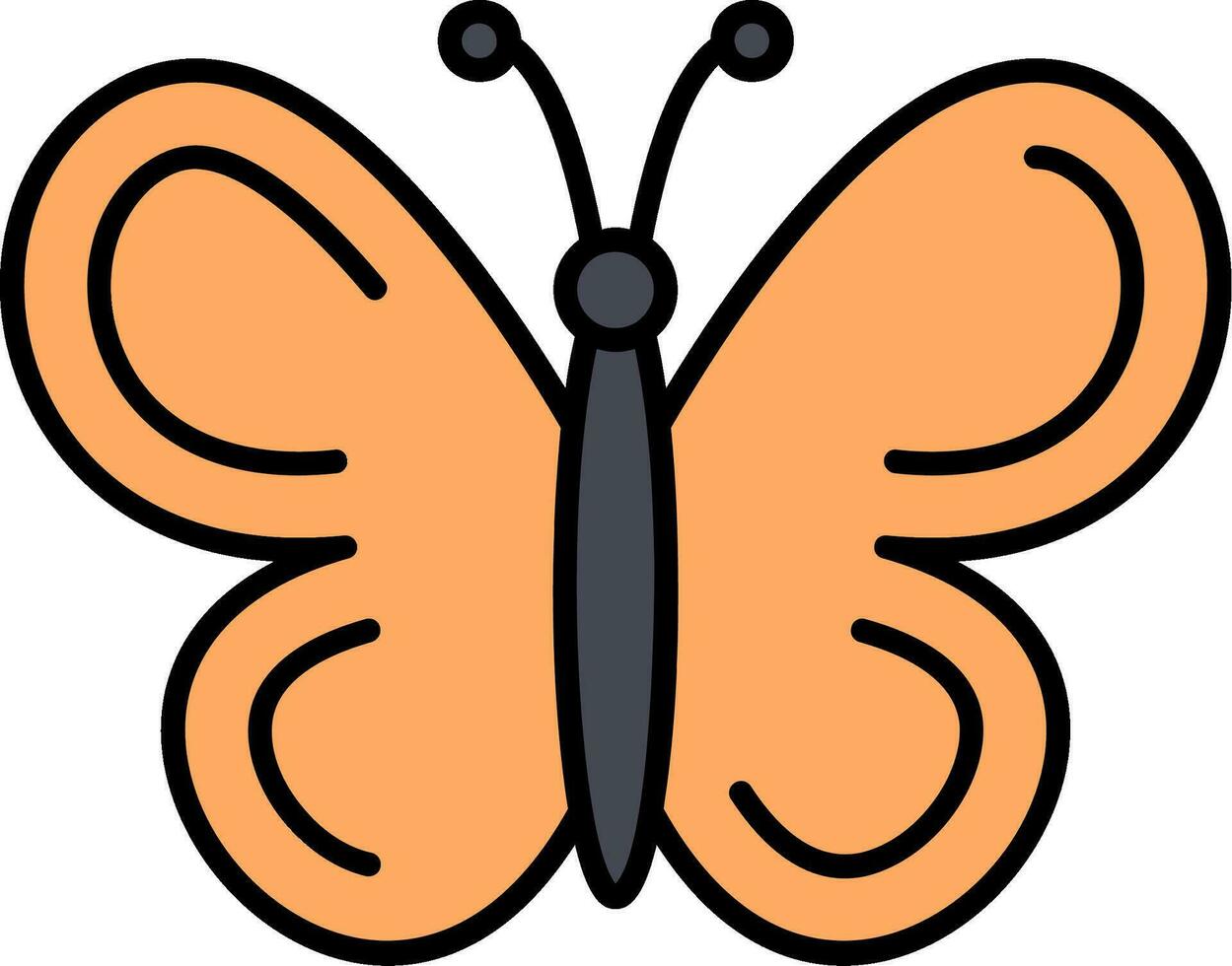 mariposa línea lleno icono vector