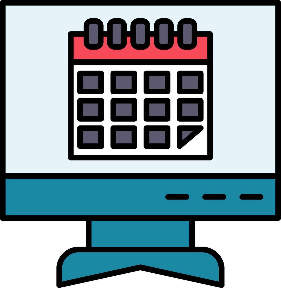 icono lleno de línea de calendario vector