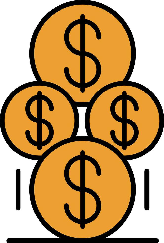 Coins Line Filled Icon vector