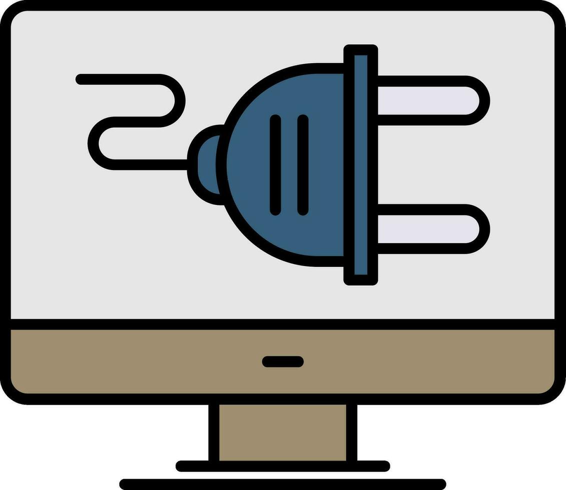 Plug Line Filled Icon vector