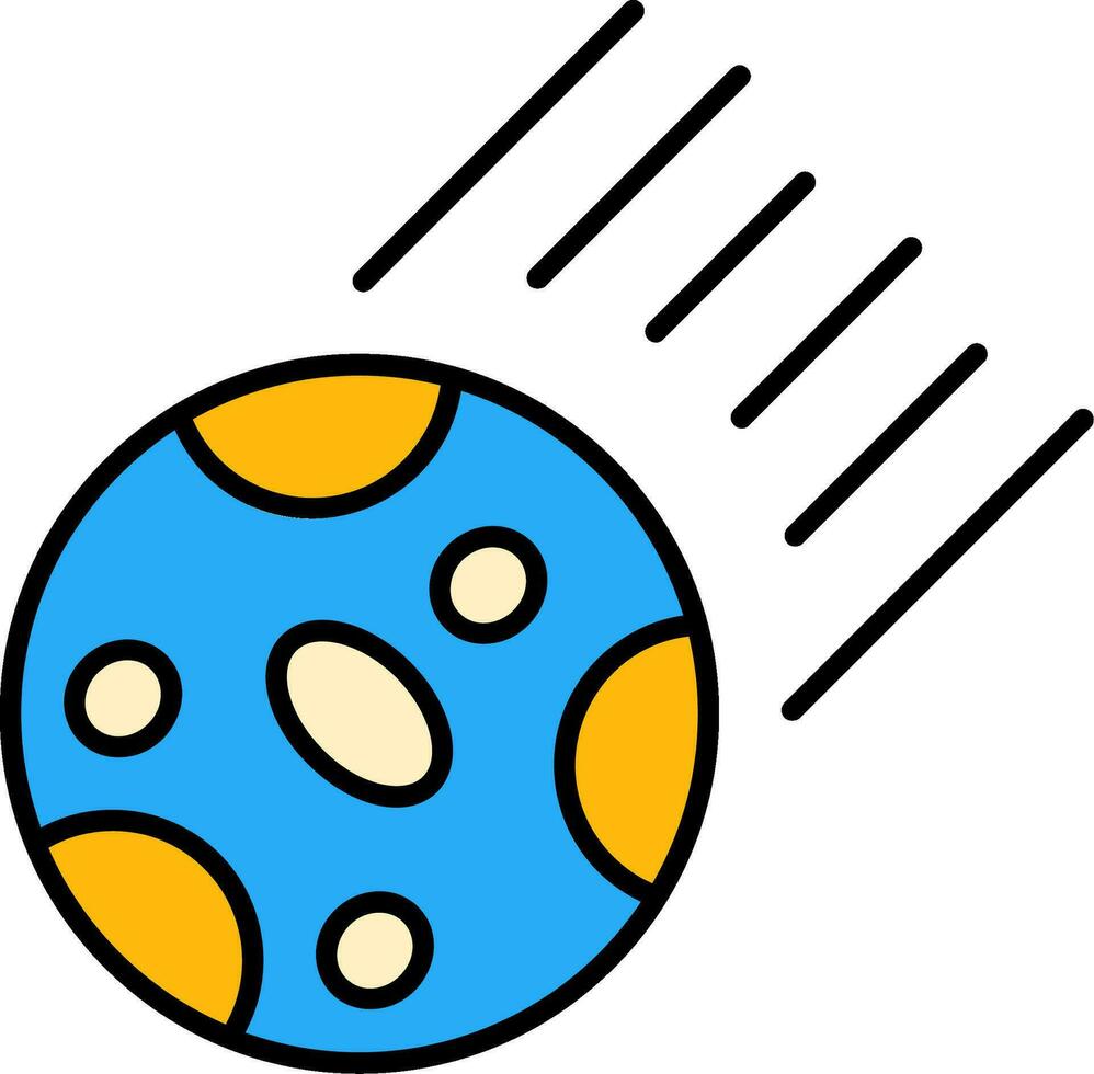 asteroide línea lleno icono vector