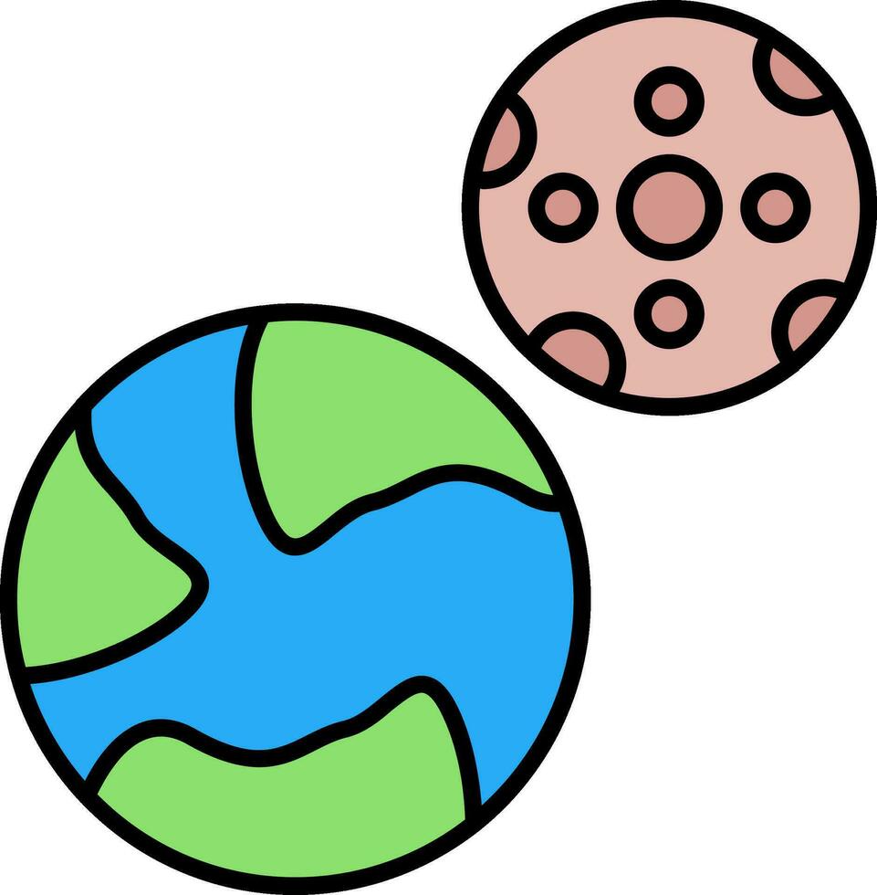 Planets Line Filled Icon vector