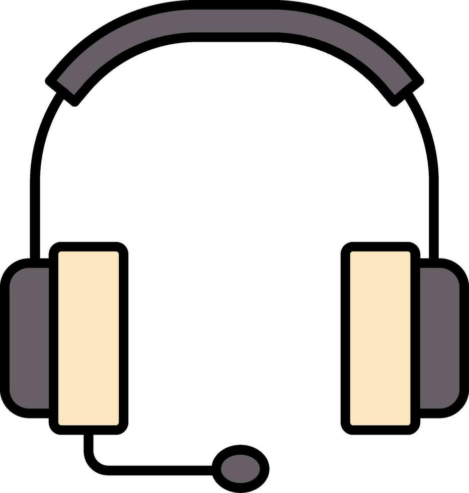 auriculares línea lleno icono vector