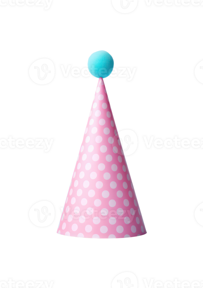 AI generated Pink Birthday Hat with Blue Pom-Pom png