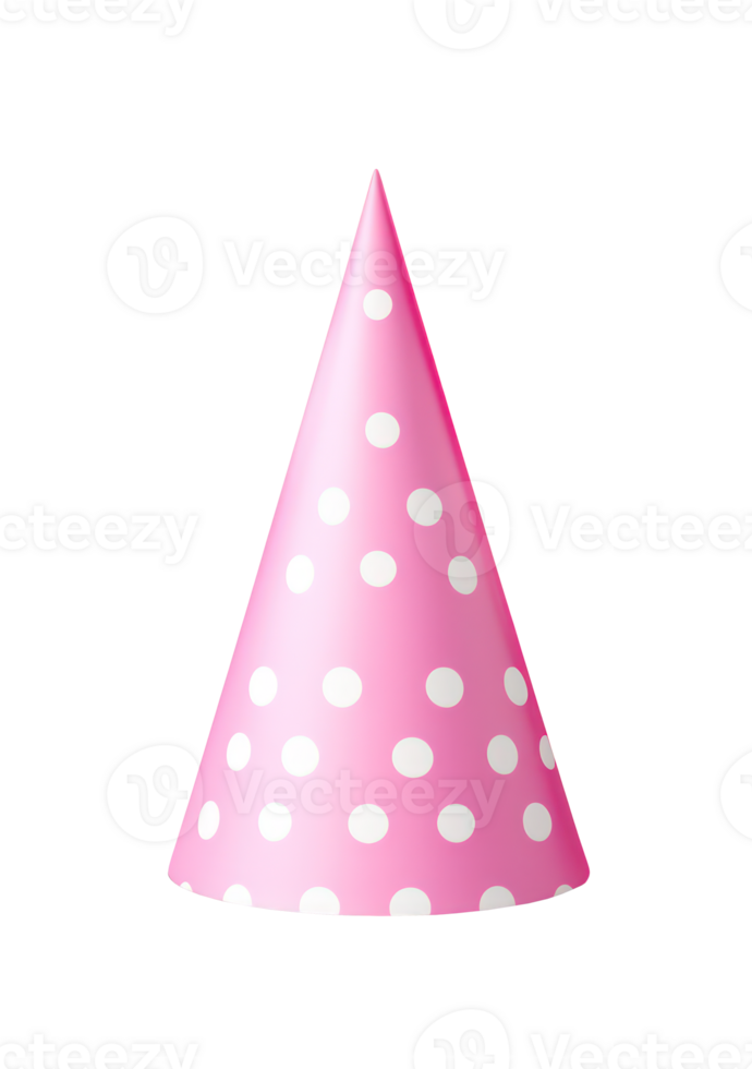 AI generated Pink Polka Dot Birthday Hat Isolated png